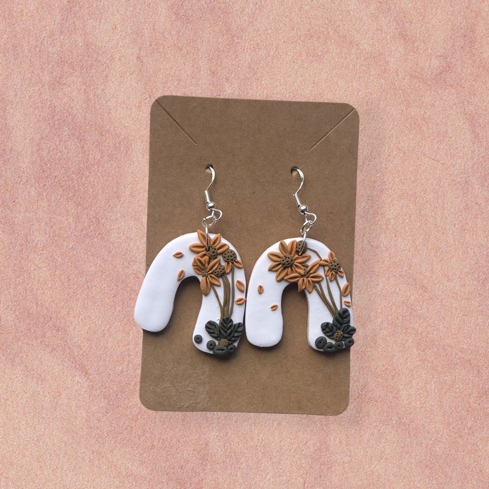 Fall Autumn Clay Floral Earrings
